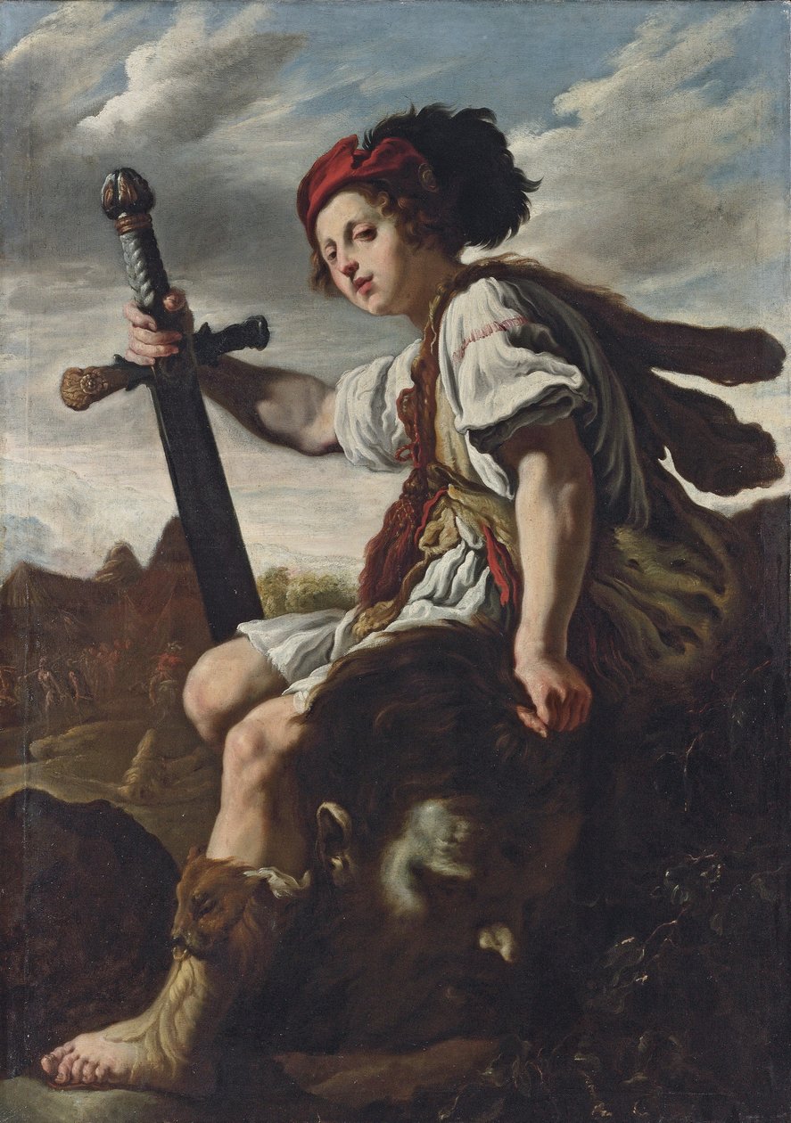 David med sjefen for Goliat av Attributed to Domenico Fetti