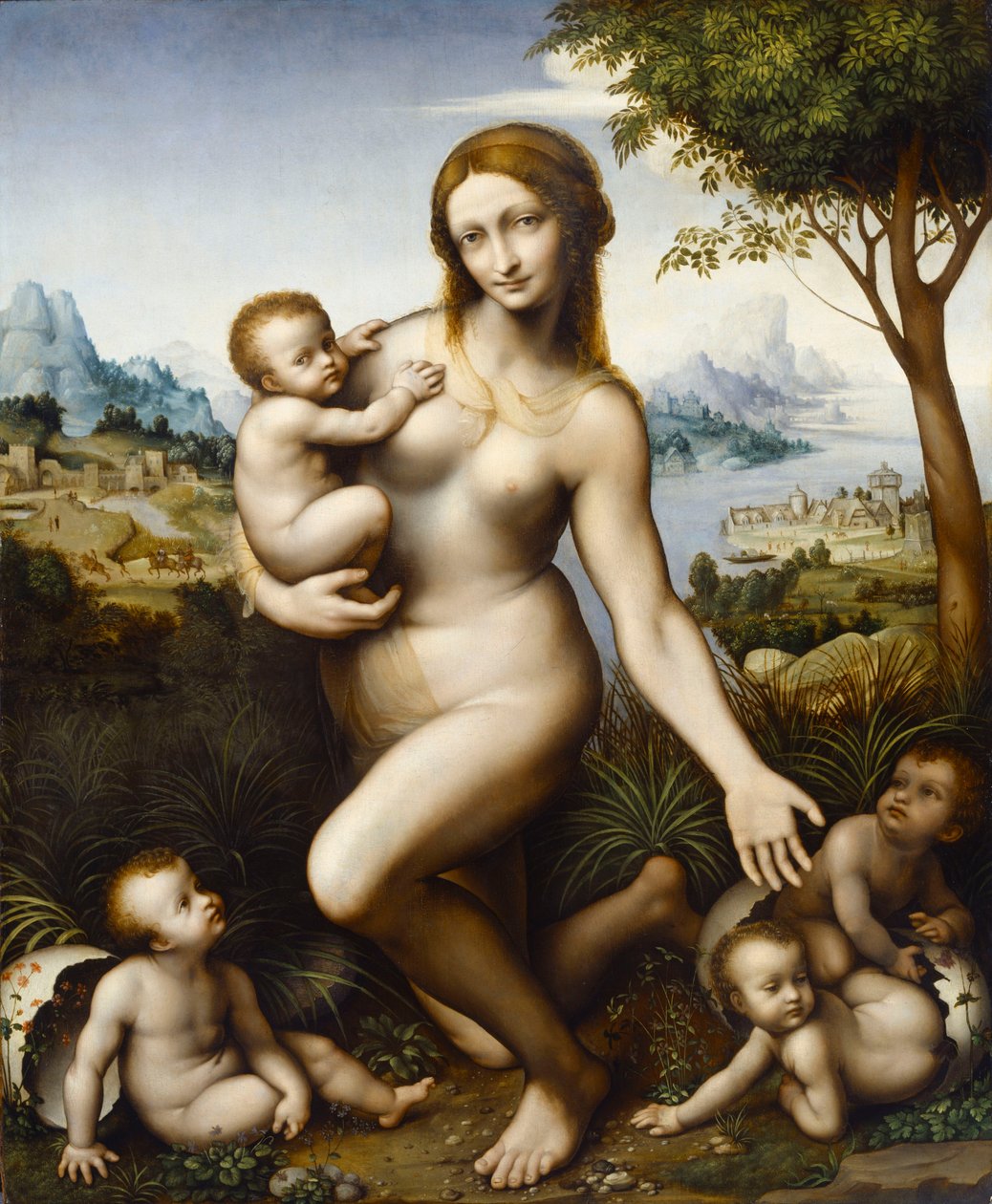 Leda med barna sine av Giampietrino