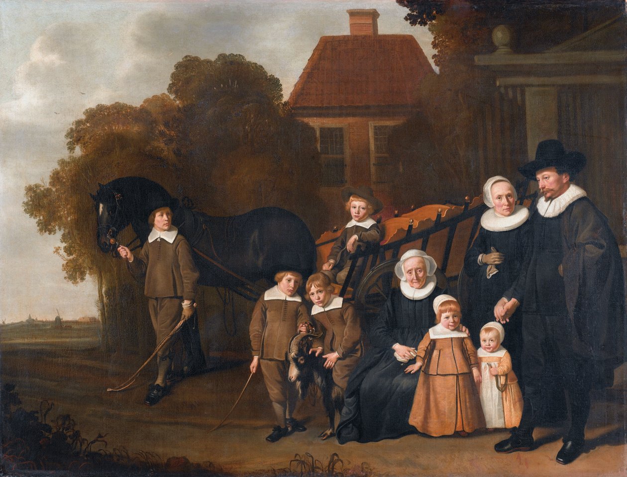 Portrett av Meebeeck Cruywagen -familien nær porten til deres hjem på Uitweg nær Amsterdam av Jacob van Loo  