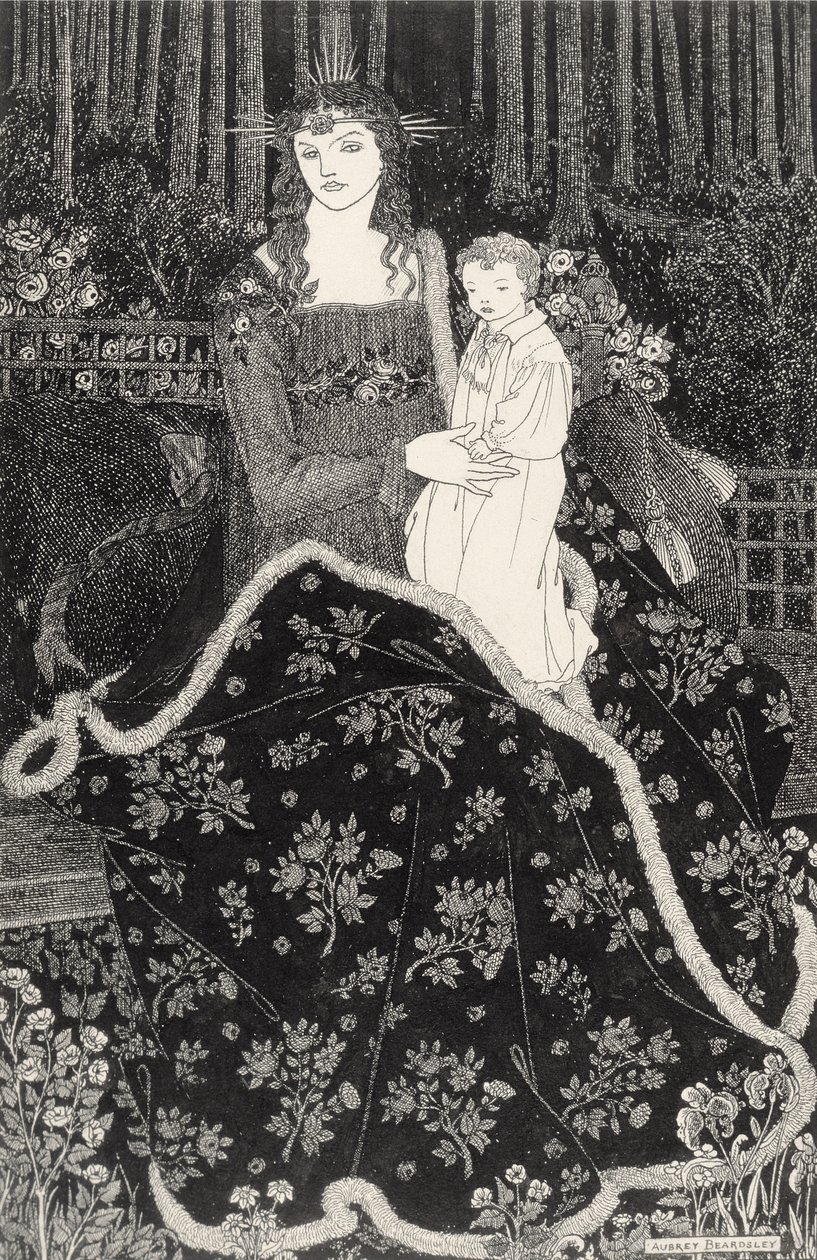 Et stort julekort, 1895 (linjeblokktrykk) av Aubrey Beardsley