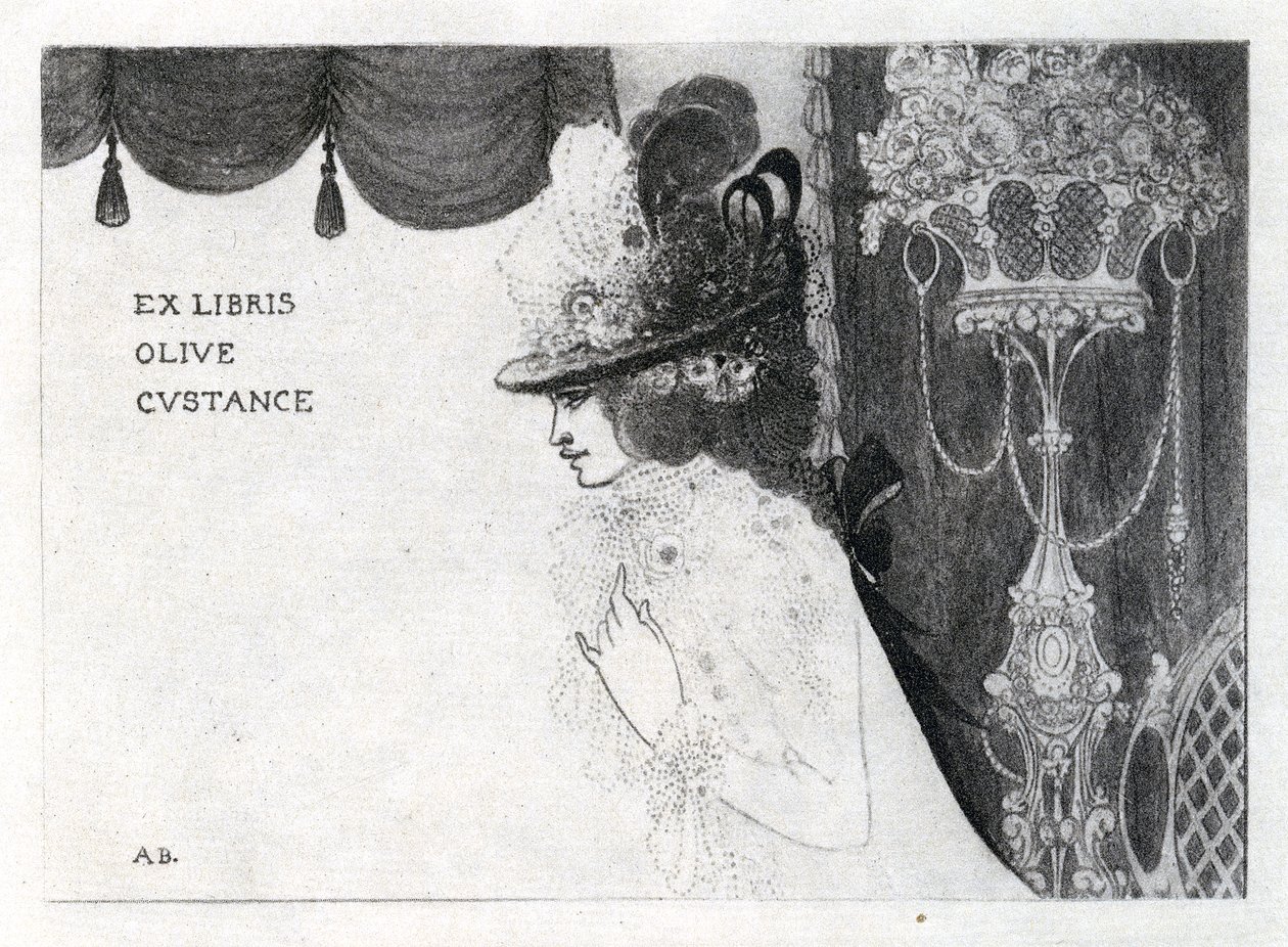 Design for en bokplate for Olive Custance (fotogravyr) av Aubrey Beardsley