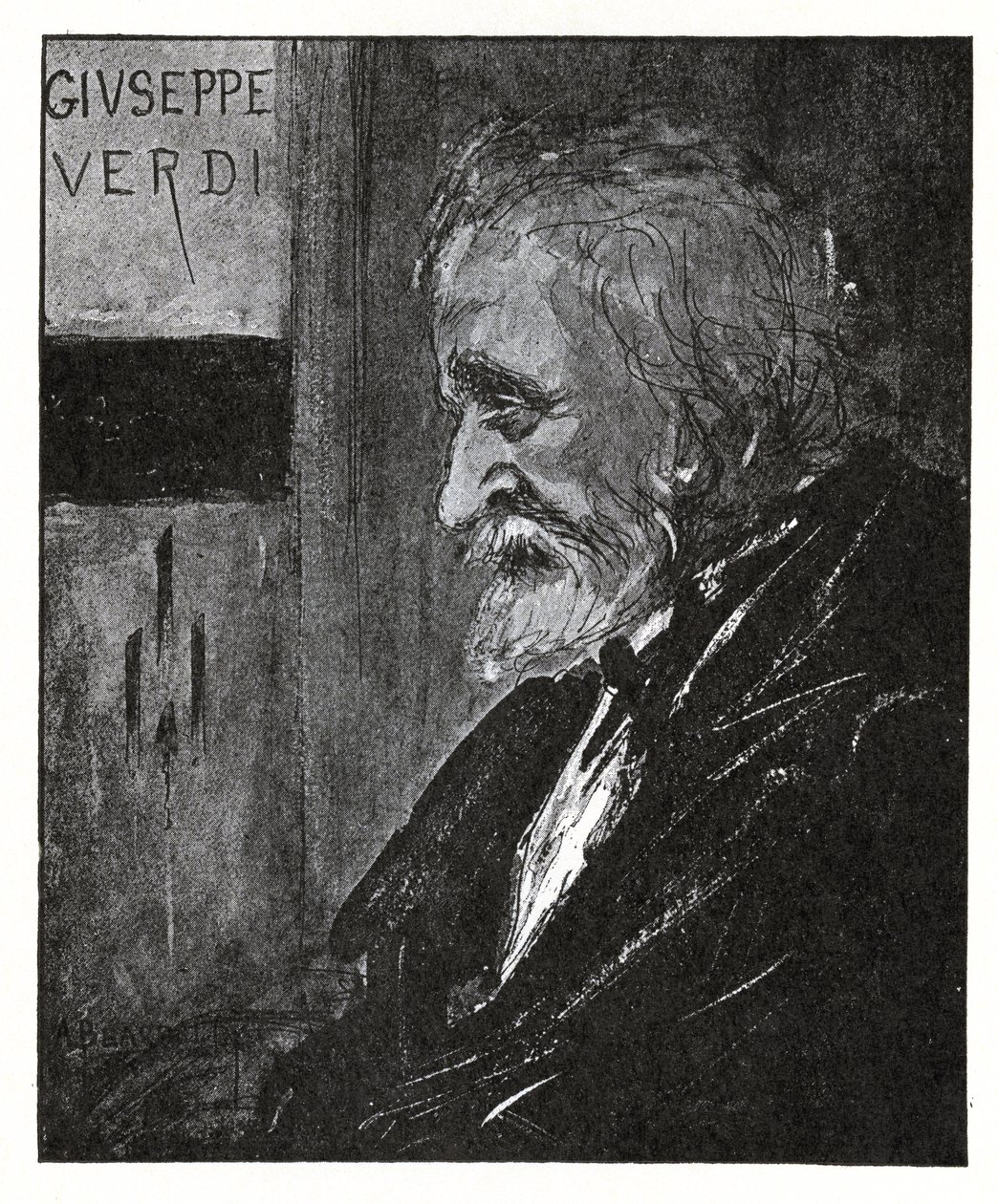 Giuseppe Verdi, 1893 (blekk og vask) av Aubrey Beardsley
