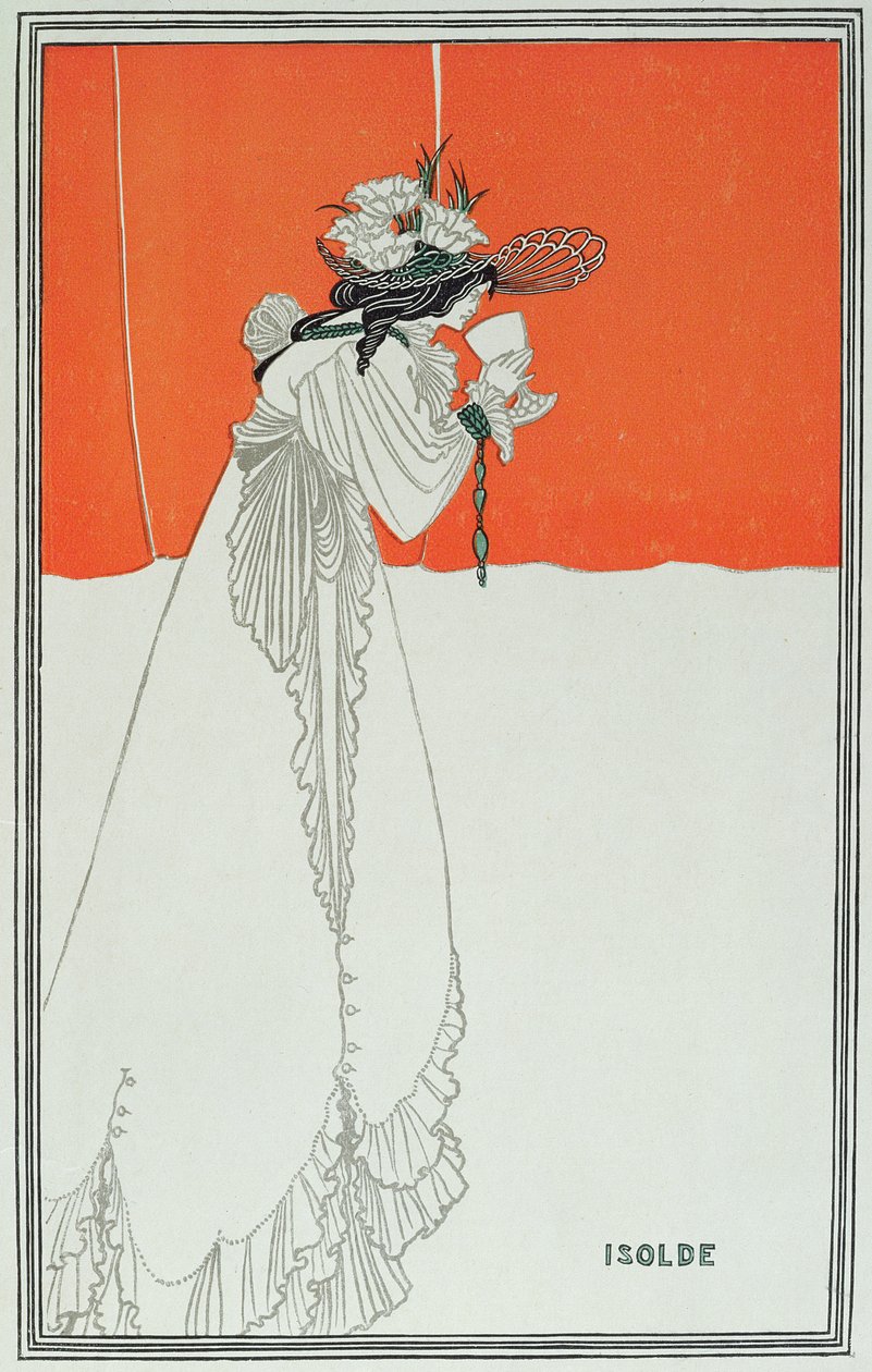 Isolde drikker giften (fargelitografi) av Aubrey Beardsley