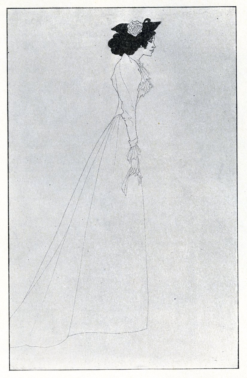 Mrs Patrick Campbell, fra "The Yellow Book", bind I av Aubrey Beardsley