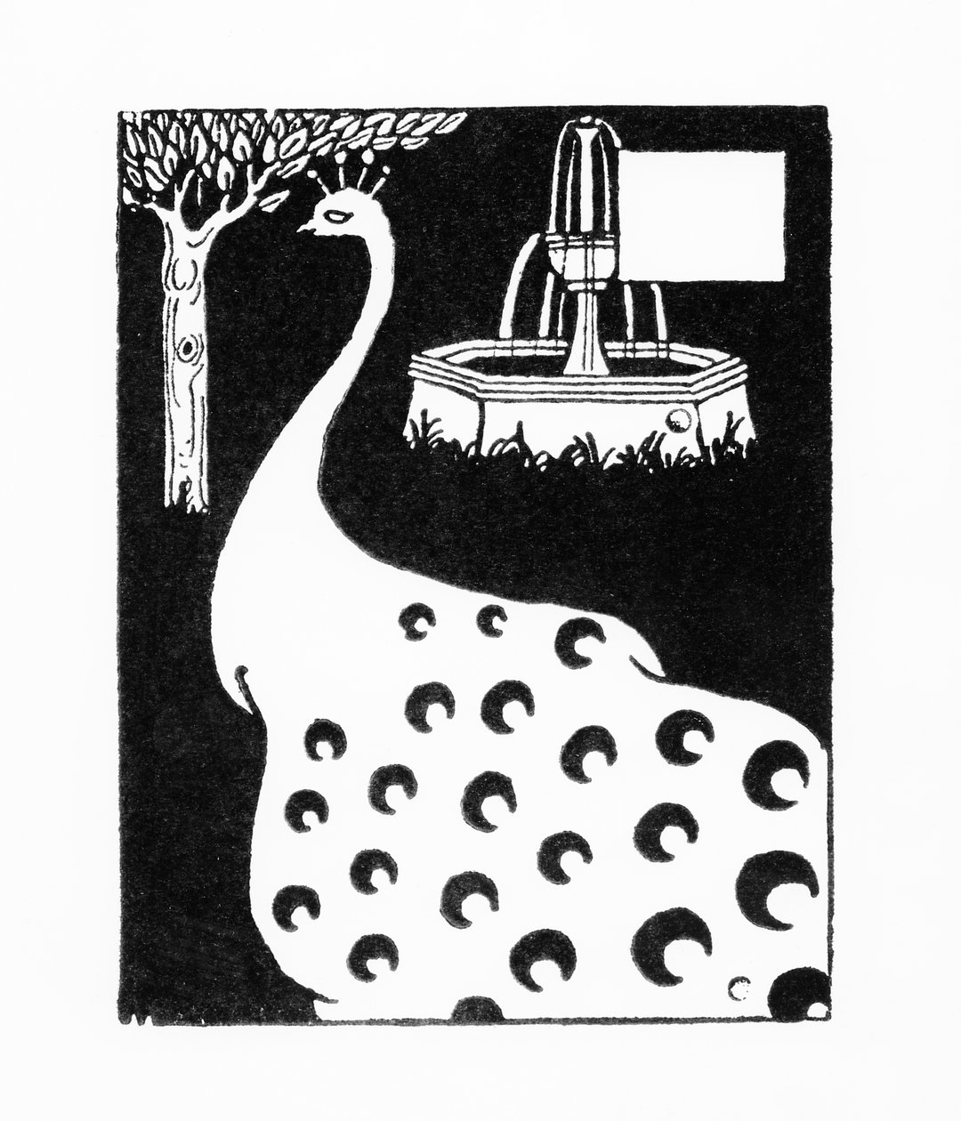 Påfuglmotiv, fra 'Le Morte d'Arthur' av Aubrey Beardsley