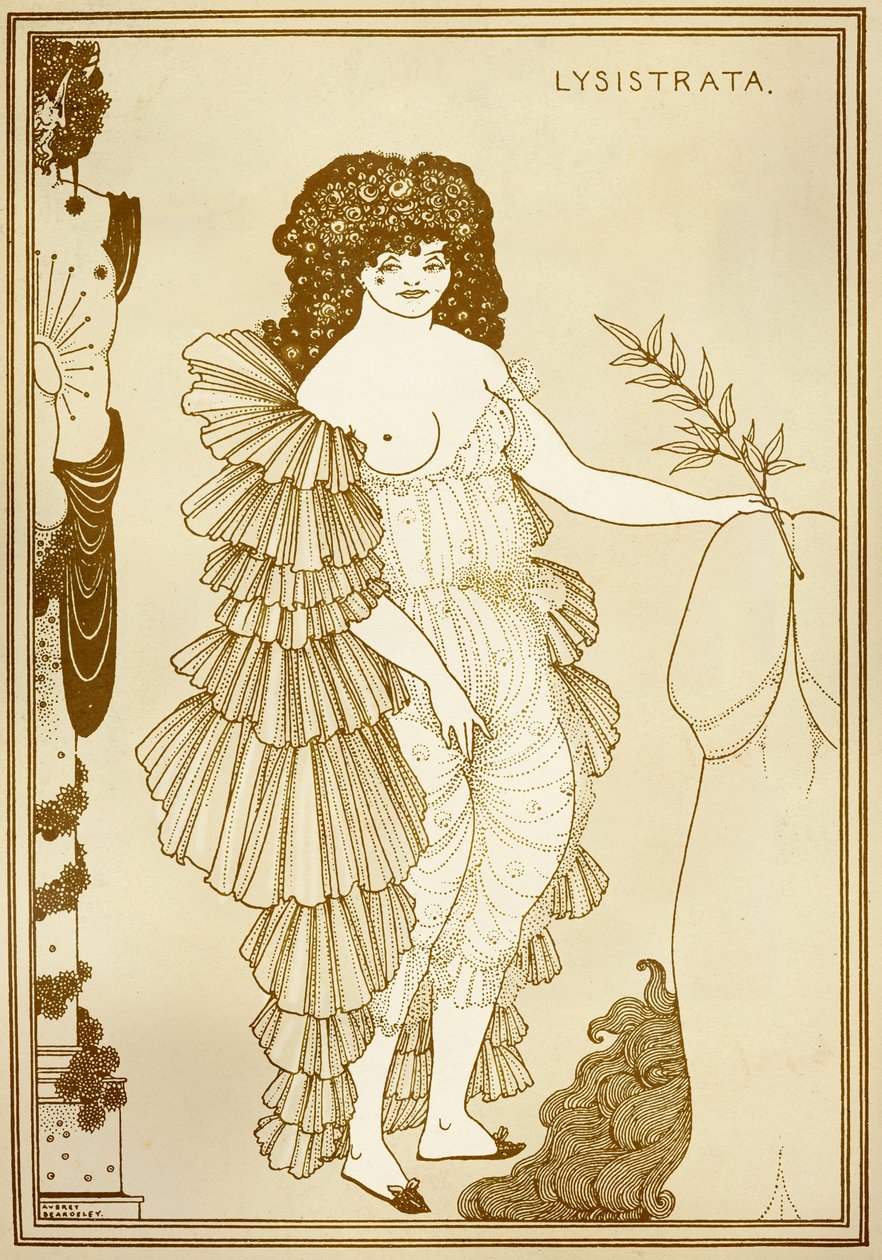 Aubrey BEARDSLEY (1872-1898) illustrasjon for «Lysistrata» (411 kl. av Aubrey Beardsley