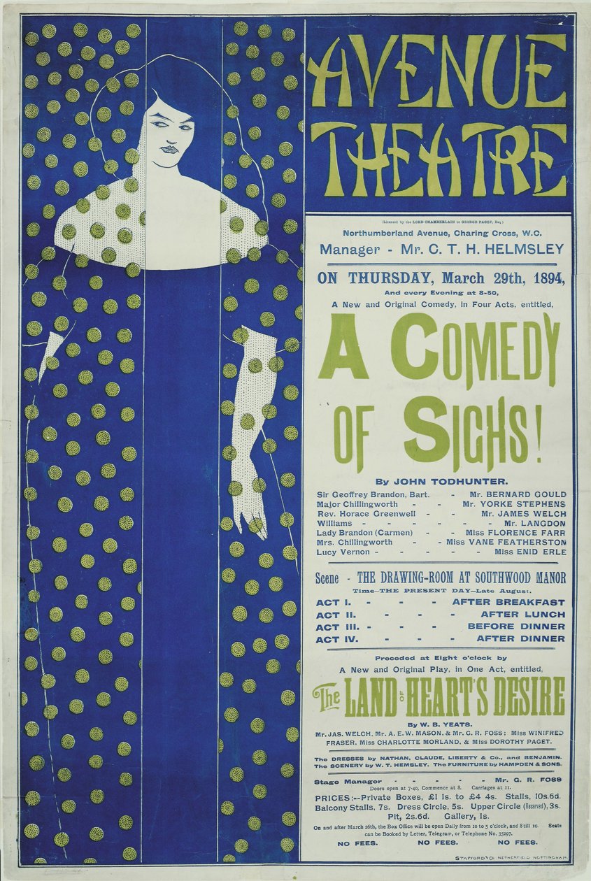 Avenue Theatre, en sukkenes komedie! Plakat, 1894 av Aubrey Beardsley