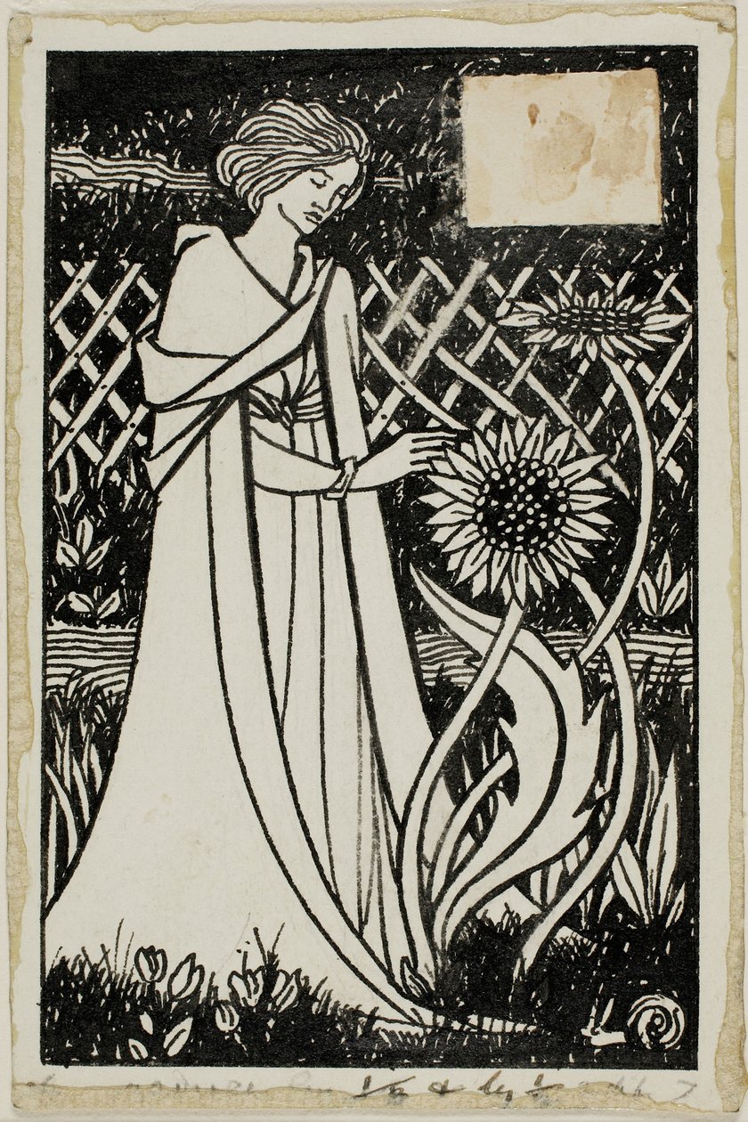 Decorative Study: Woman with Sunflowers av Aubrey Beardsley