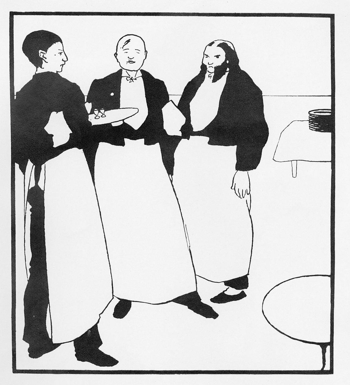Garcons de Cafe, illustrasjon fra 'The Yellow Book' av Aubrey Beardsley