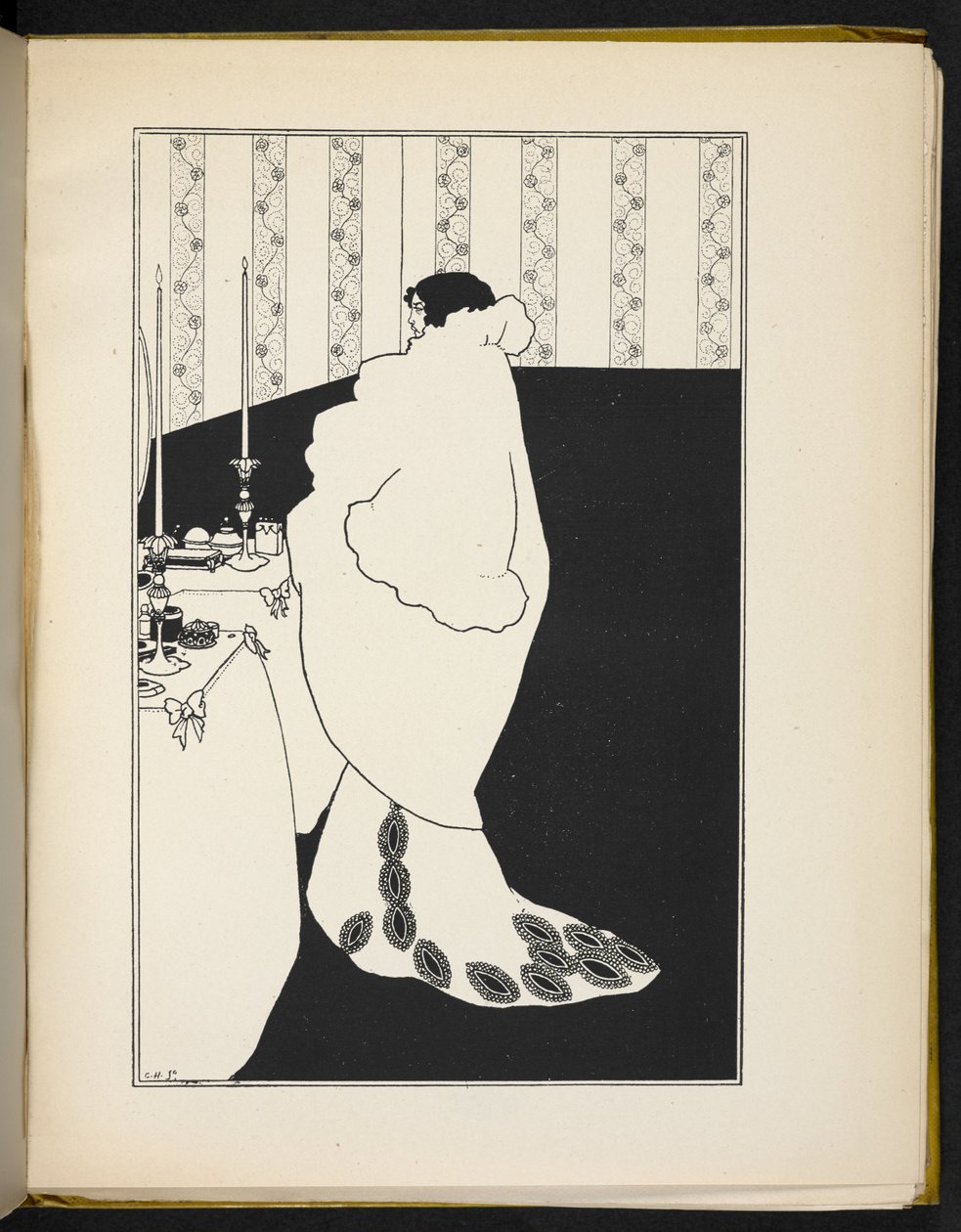 Illustrasjon som viser en kvinne av Aubrey Beardsley
