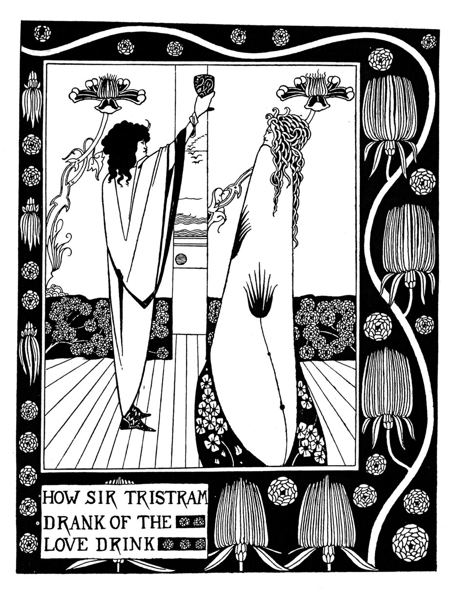 Illustrasjon til boken Le Morte dArthur av Sir Thomas Malory av Aubrey Beardsley