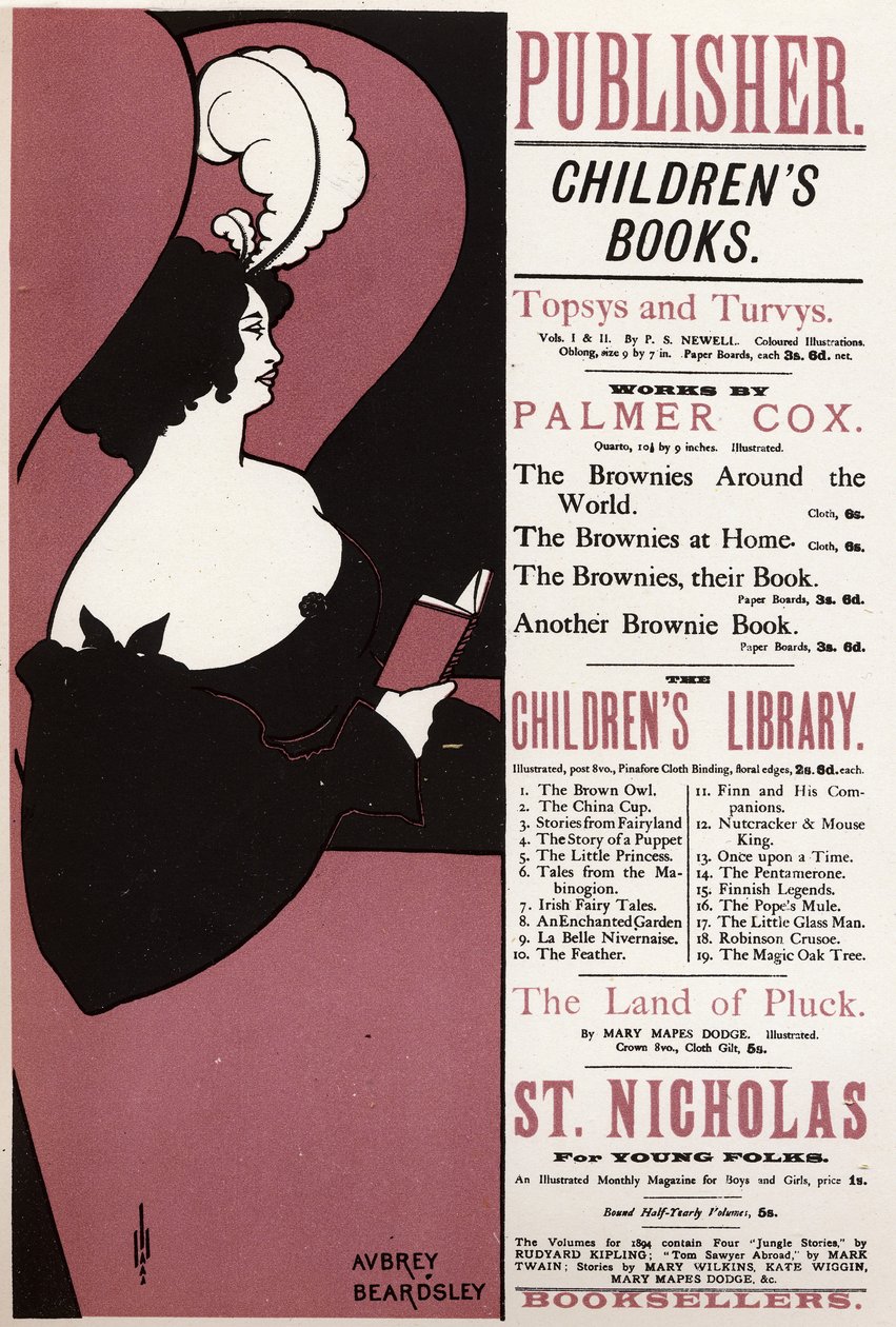 Litteratur. Barnebok. Bibliotek i London, by, England av Aubrey Beardsley