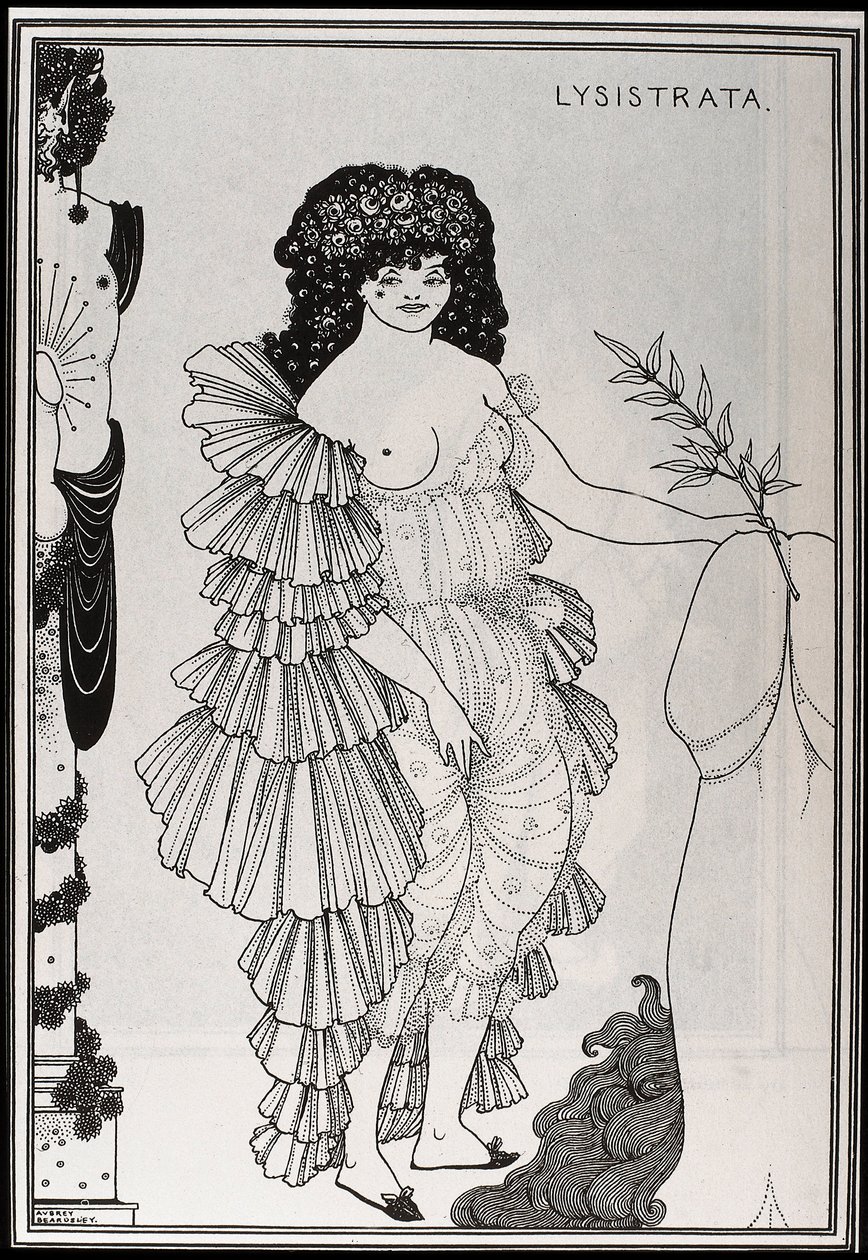 Lysistrate beskytter kjønnet hennes av Aubrey Beardsley