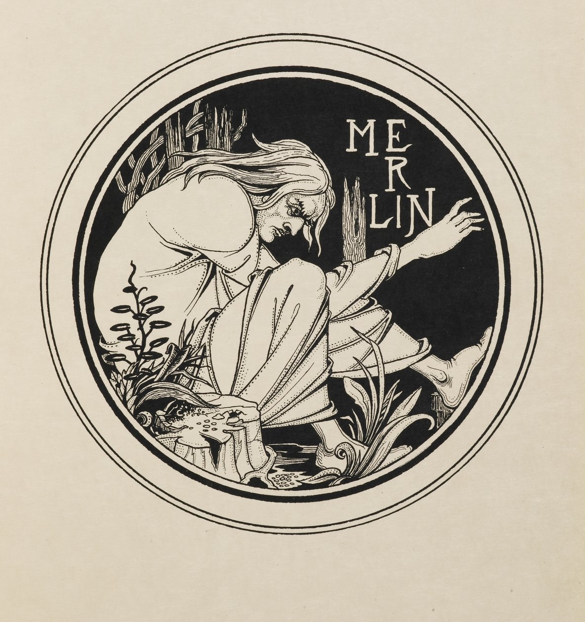 Merlin fra en bok med femti tegninger av Aubrey Beardsley