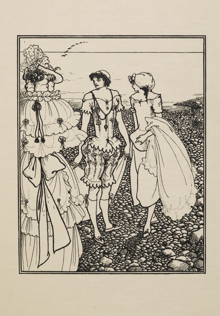 På Dieppe Beach (Baderne), fra en bok med femti tegninger av Aubrey Beardsley