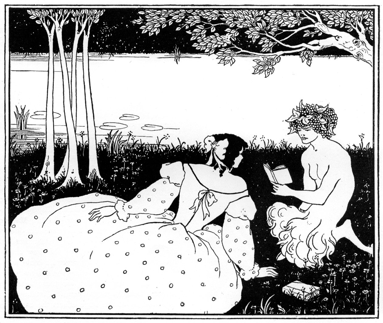 Panlesing for en kvinne ved en bekk, 1898. av Aubrey Beardsley