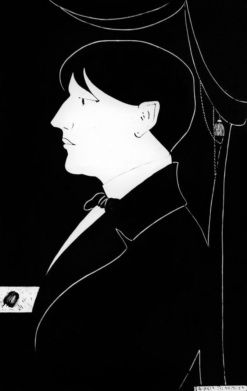 Selvportrett av Aubrey Vincent Beardsley (1872-1898) engelsk forfatter og illustratør av Aubrey Beardsley
