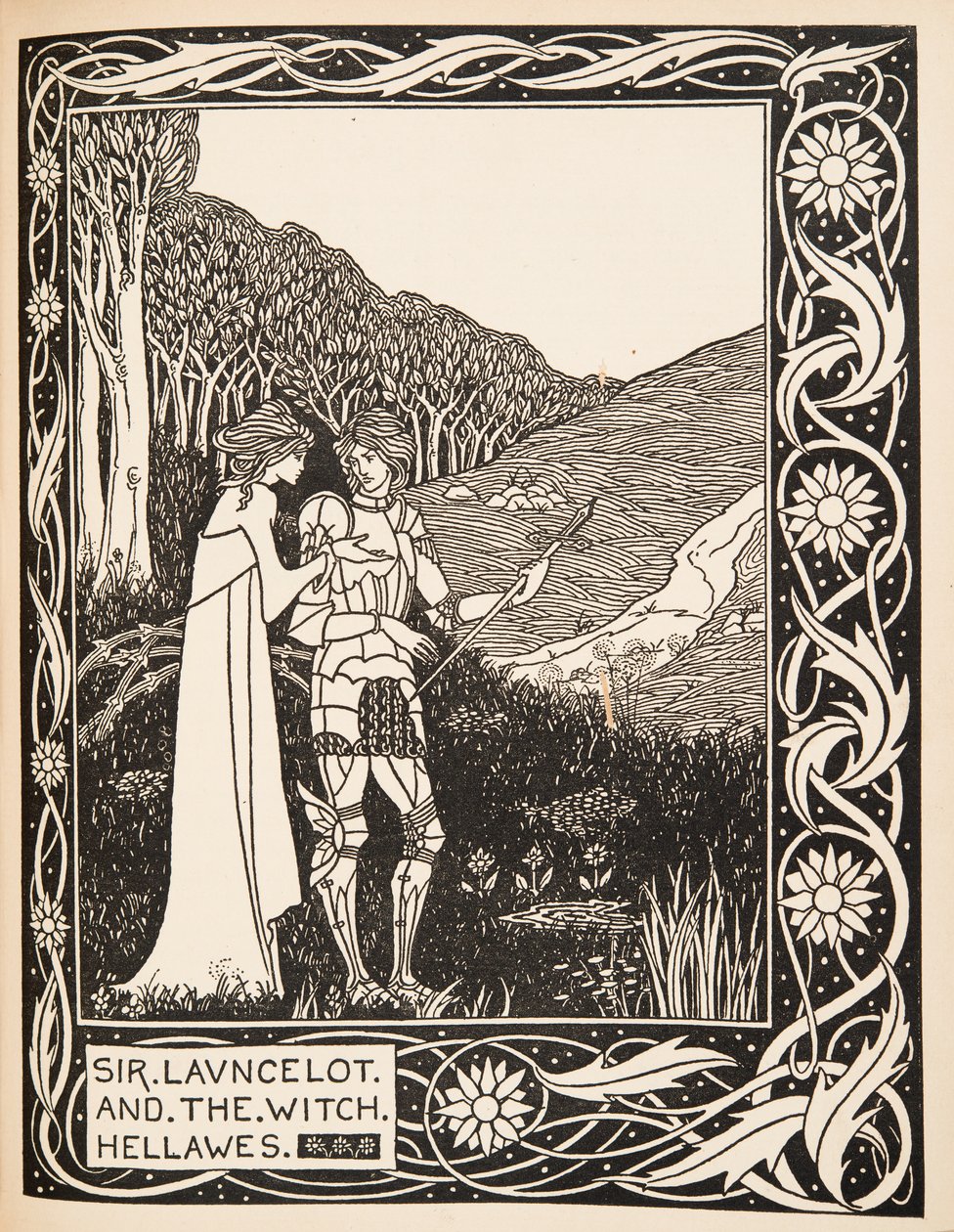 Sir Launcelot og heksa Hellawes av Aubrey Beardsley