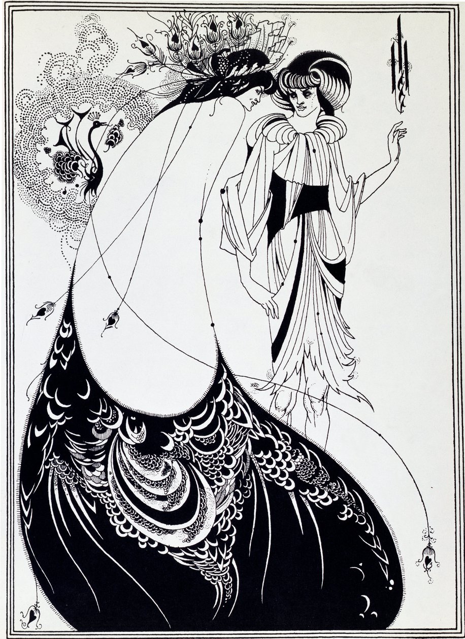 Påfuglskjørtet. Illustrasjon av Salome av Oscar Wilde - Tegning av Aubrey Beardsley