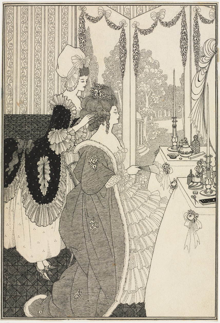 The Toilet, fra The Rape of the Lock av Alexander Pope, ca. 1895-96 (penn og blekk) av Aubrey Beardsley