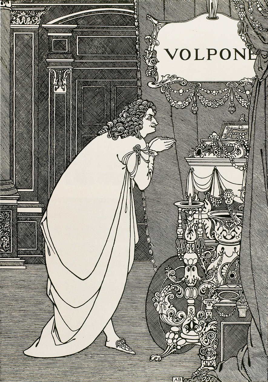 Tittelsiden til Volpone or the fox (1609) skrevet av Ben Johnson av Aubrey Beardsley