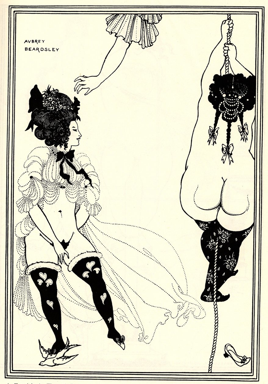 To athenske kvinner i nød. Illustrasjon for Lysistrata of Aristophanes, 1896 av Aubrey Beardsley