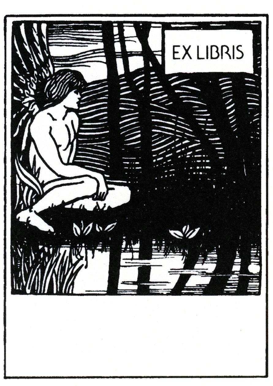 Vignette ex libris (ex-libris) av Aubrey Beardsley (1872-1898) av Aubrey Beardsley
