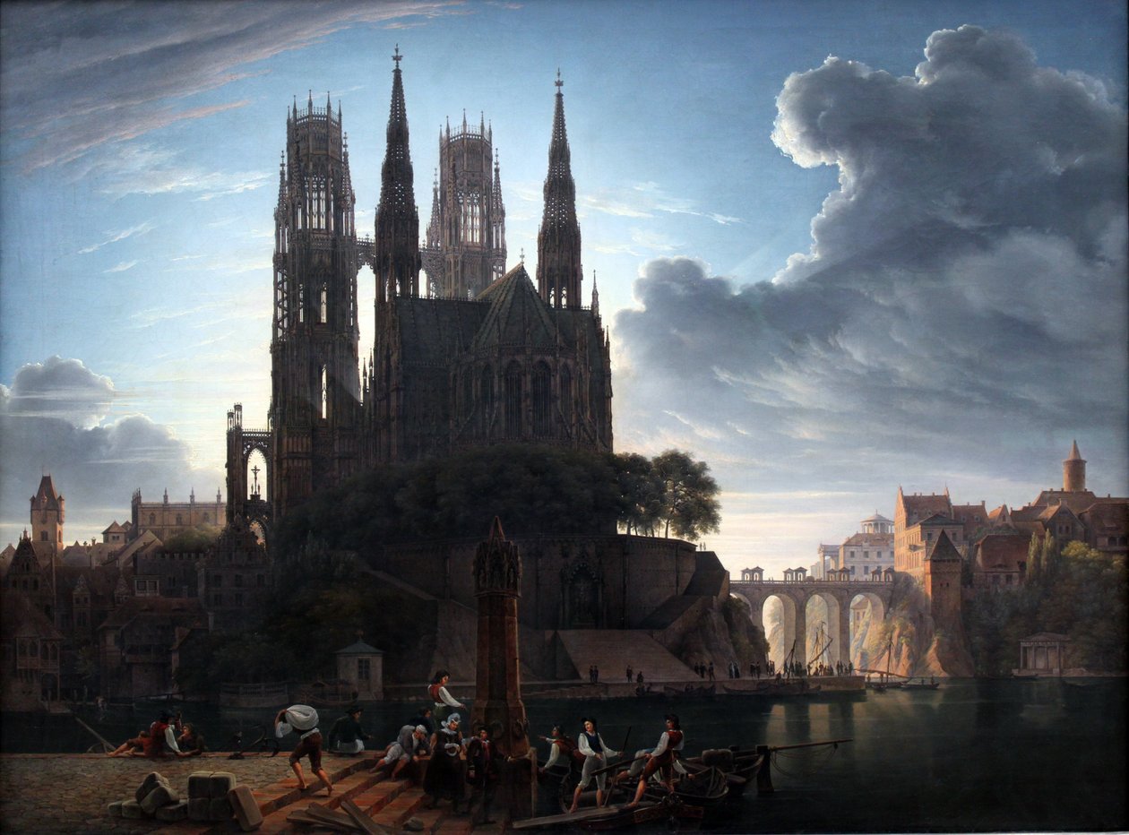 Gotisk katedral ved vannet av August Ahlborn