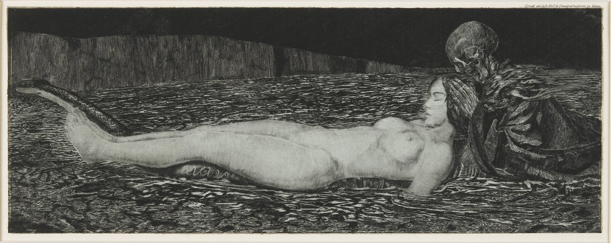 A Dead Woman, fra serien Death and the Maiden, 1907 av August Bromse