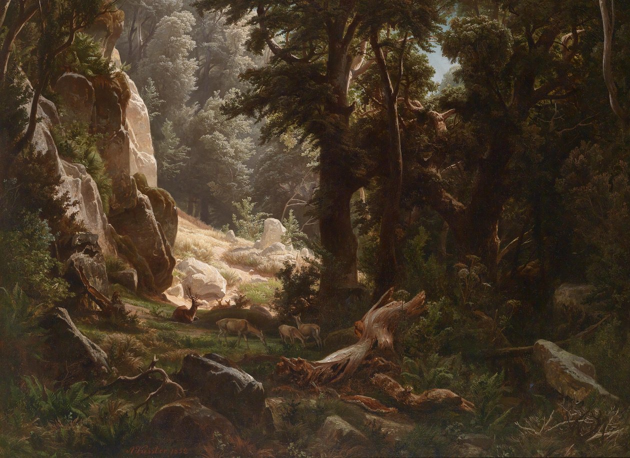 Hjort i skogens indre av August Friedrich Kessler