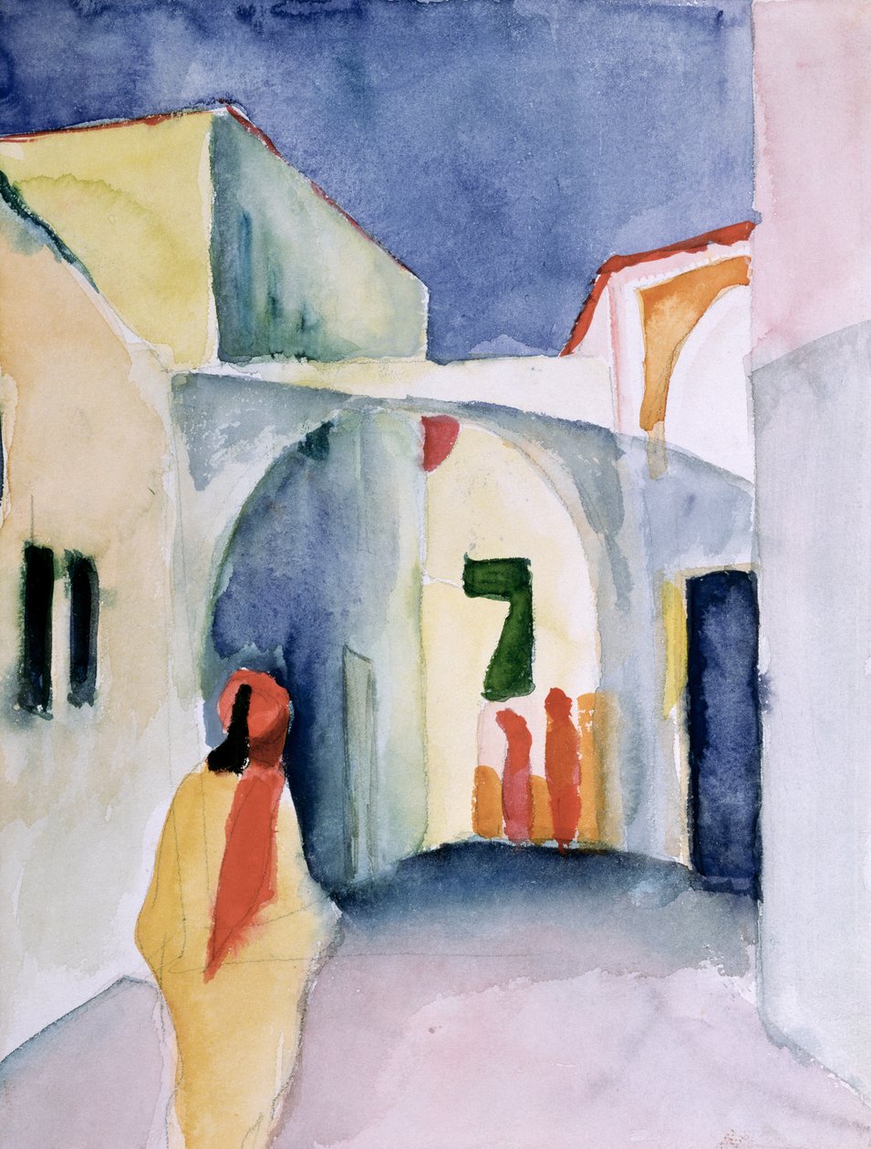 Et blikk ned en bakgate av August Macke