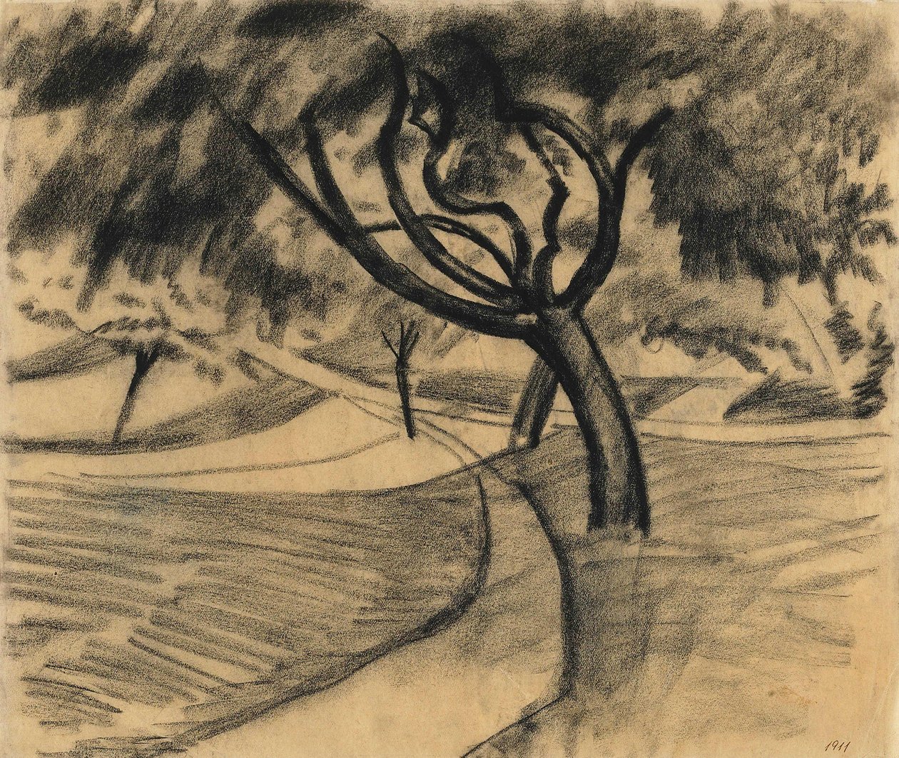 Tre og åker av August Macke