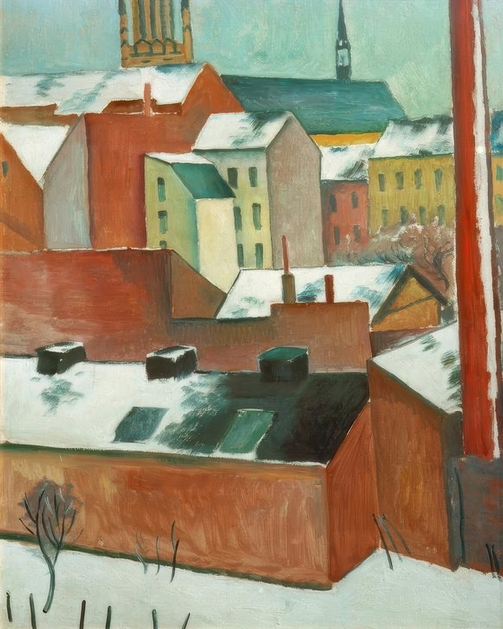 Marienkirche i Bonn i snøen av August Macke