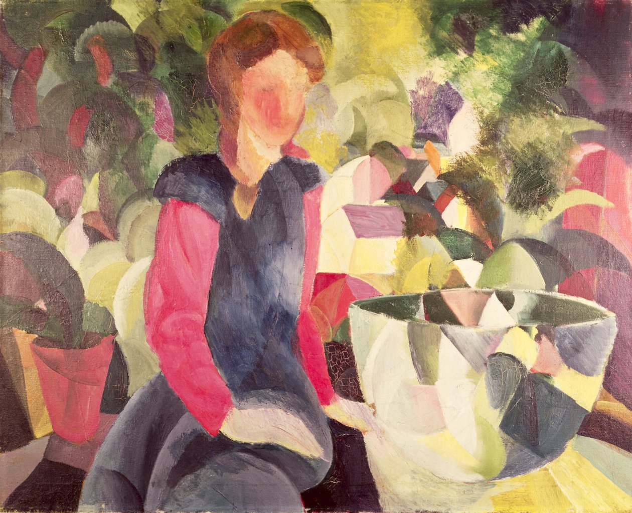 Jente med en fiskebolle, 1900-tallet av August Macke