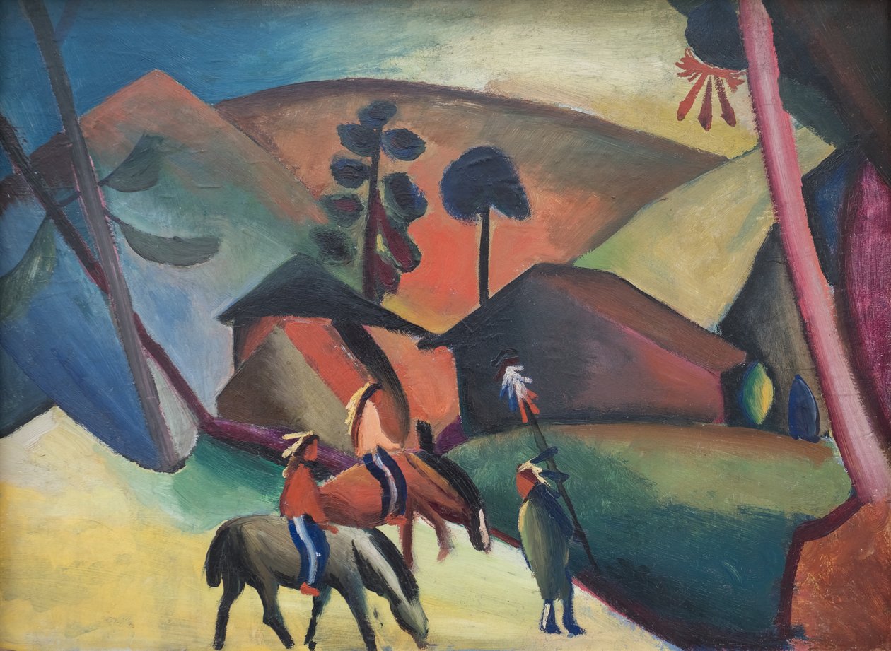indianere på hest av August Macke