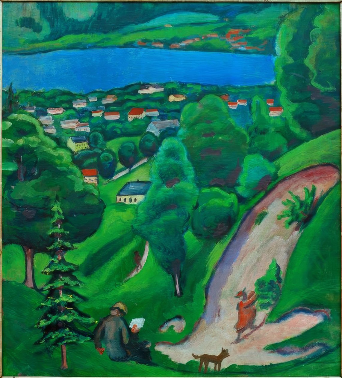 Landskap ved Tegernsee av August Macke