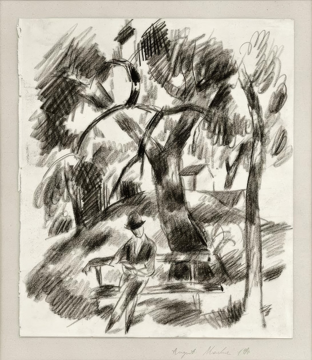 Lesender Mann im Park av August Macke