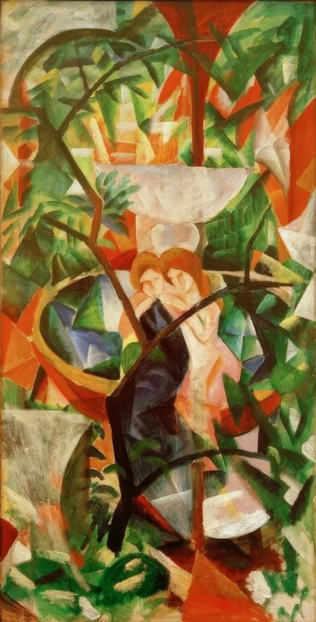 Jente foran fontenen av August Macke