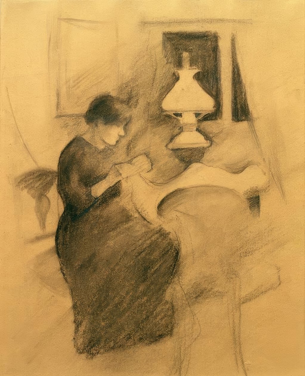 Syjente ved lampen (Elisabeth) av August Macke