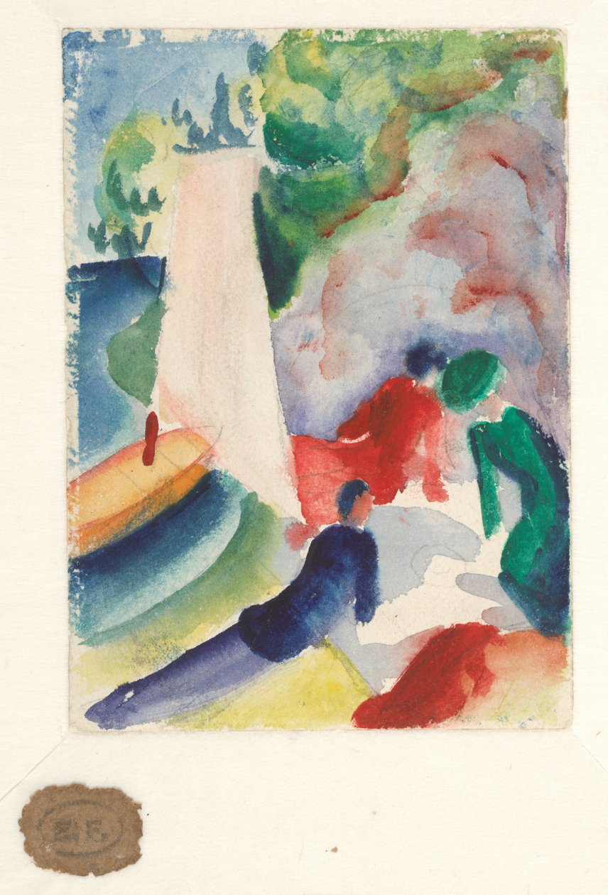 Piknik på stranden (piknik etter seiling), 1913 av August Macke