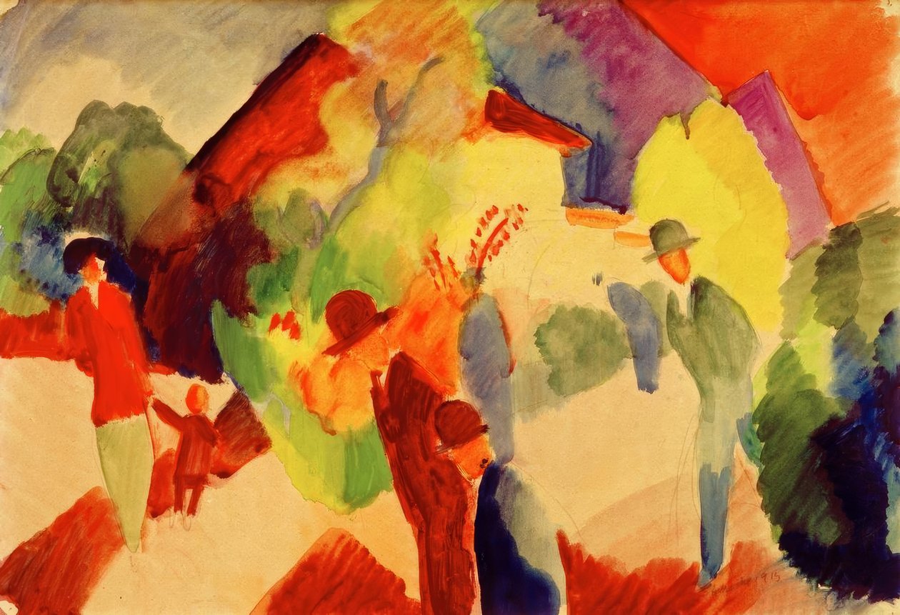 Turgåere i parken av August Macke