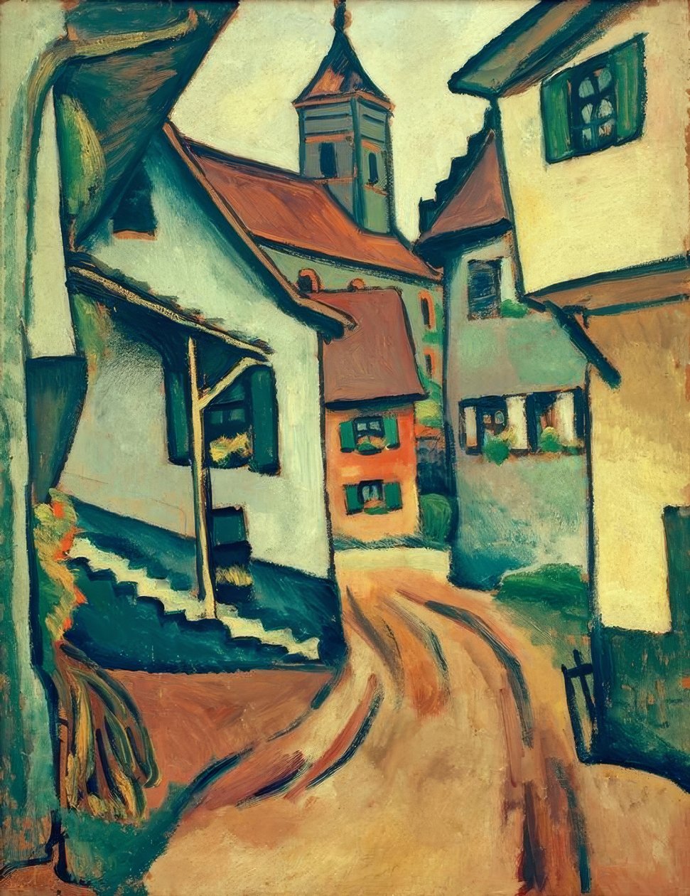 Gate med kirke i Kandern av August Macke