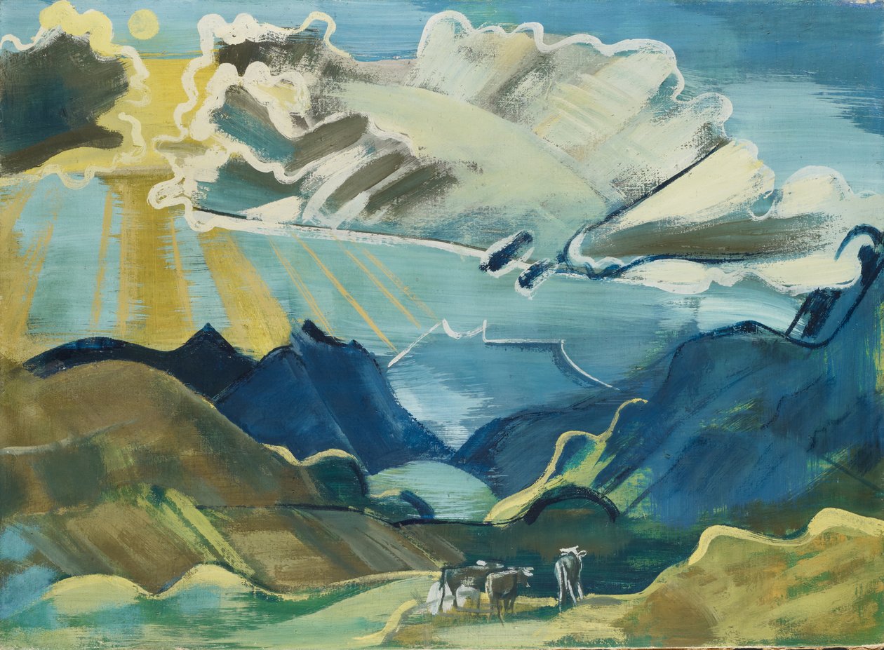 Balmalp med Schächental og Uri Rotstock, 1927-28 (leiremaling på lerret) av August Babberger