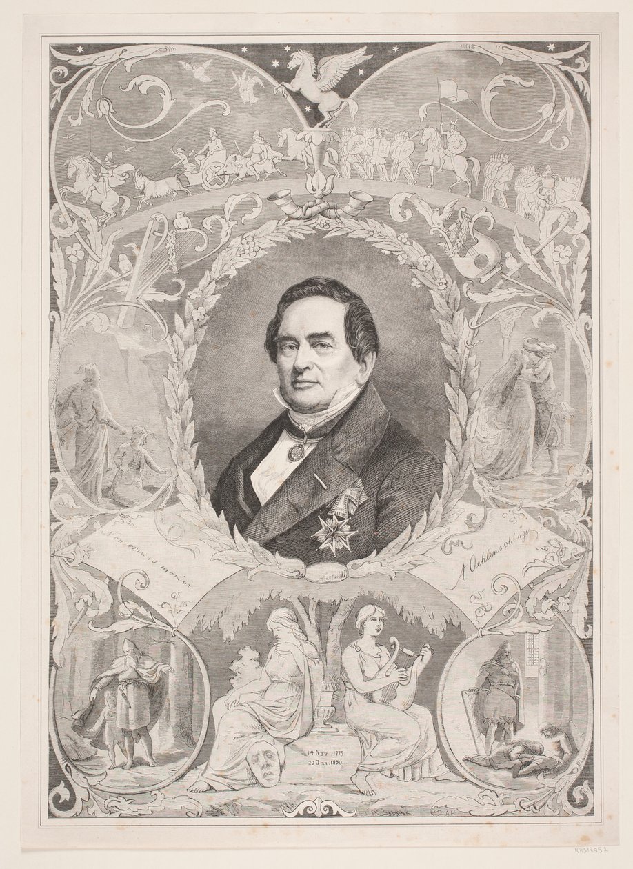 Adam Oehlenschlager. Minneark av August Edward Adolf Heimburger
