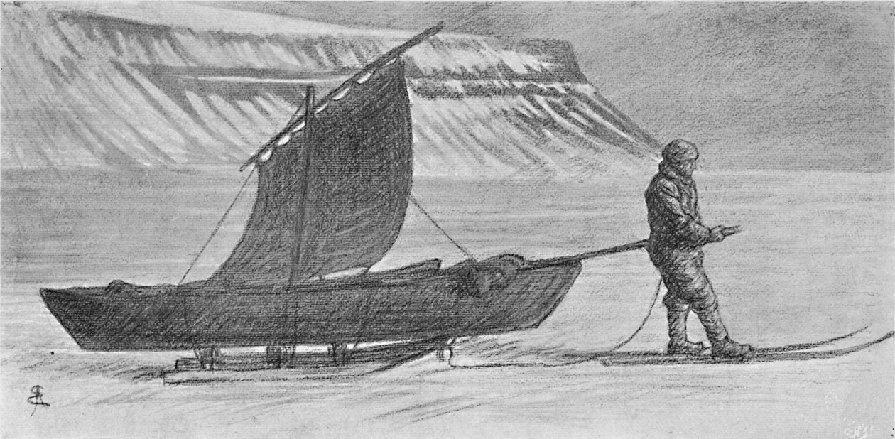 Et seil med sleder. Sør for Kapp Richthofen. 6. juni 1896, 1897 av August Eiebakke