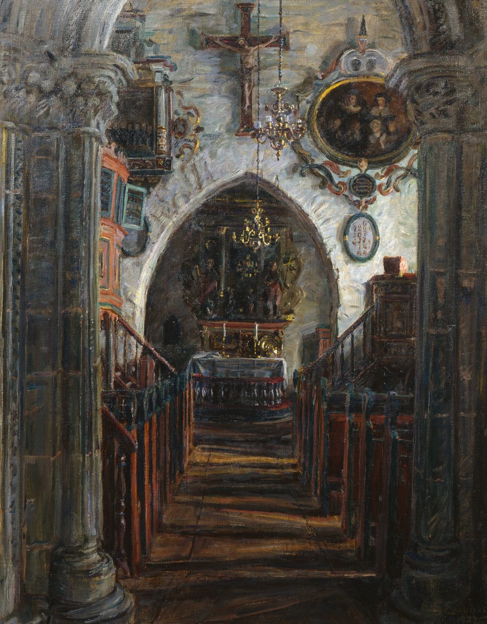 Interiør, Dale kirke, Luster av August Eiebakke