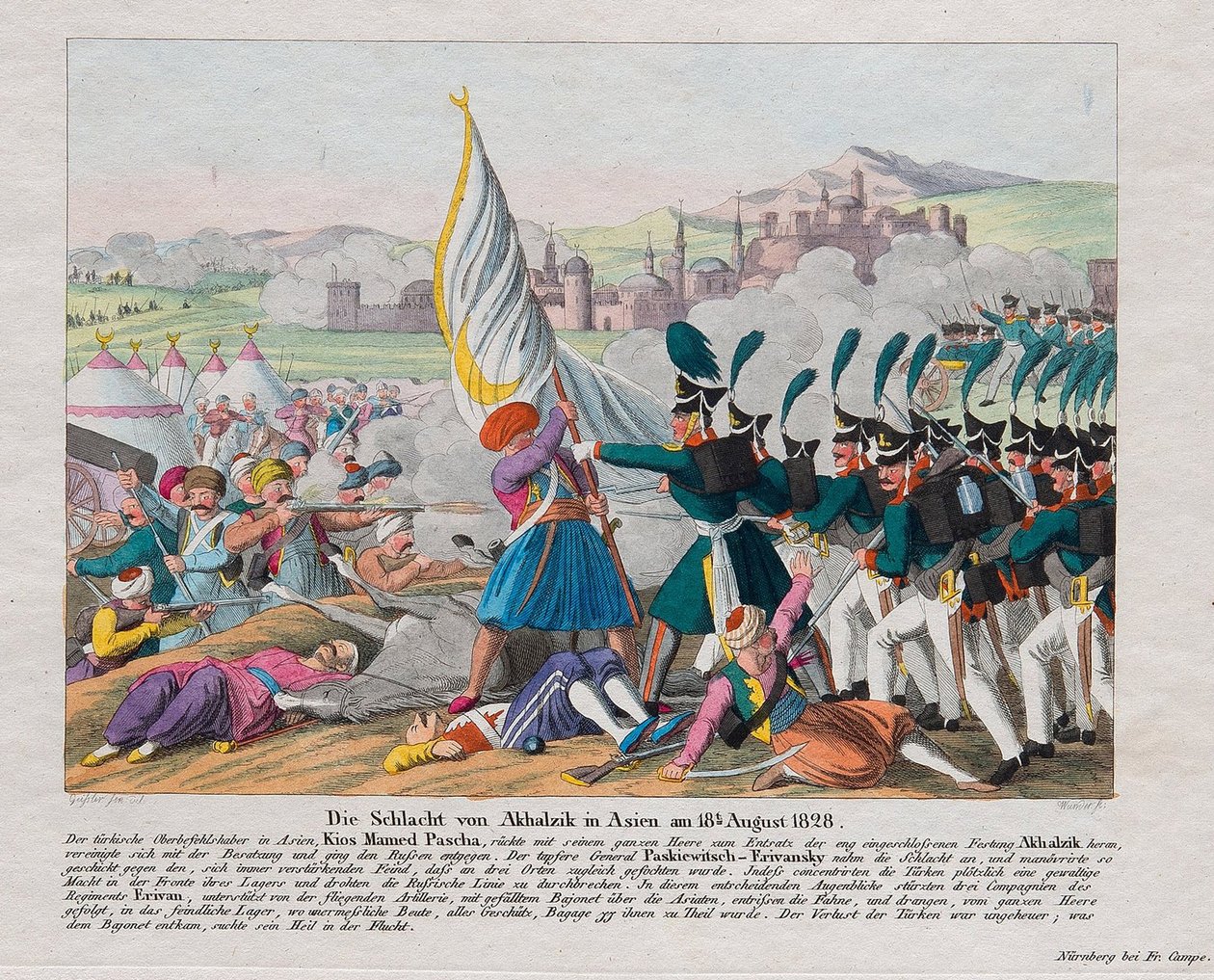 Russisk-tyrkisk krig 1828-1829 - Stormingen av Akhaltsikhe-festningen (eller Rabat-slottet) (Georgia) - Stormingen av Akhaltsikhe-festningen 27. august av August Friedrich Andreas Campe