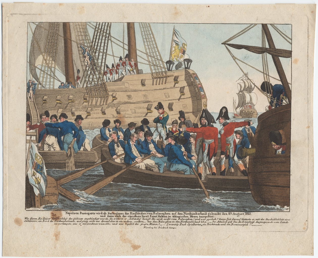 Napoleon Bonaparte som fange av engelskmennene blir brakt fra Bellerophon til Northumberland 8. av August Friedrich Andreas Campe