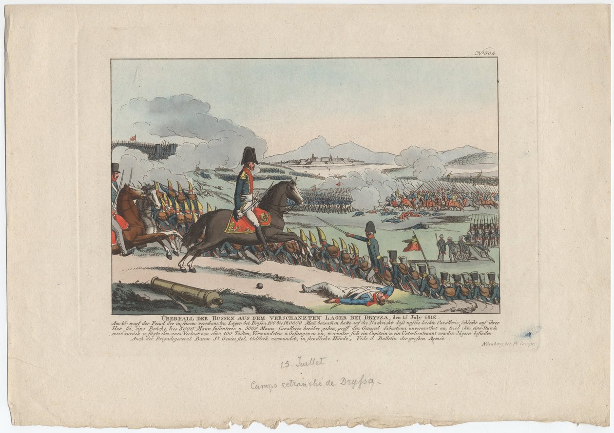 Russisk angrep fra den forankrede leiren ved Dryssa 15. juli 1812 av August Friedrich Andreas Campe