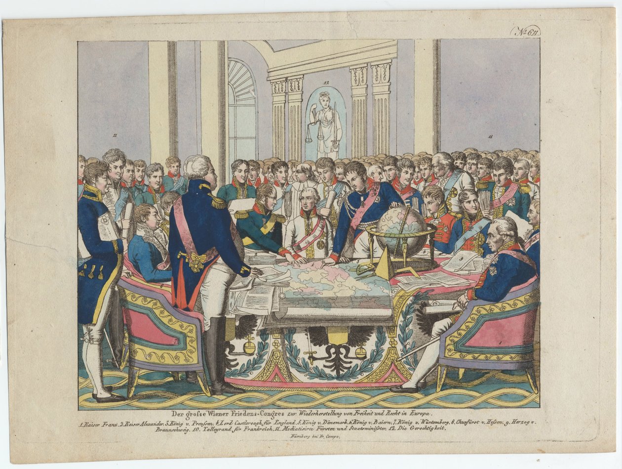 Wienerkongressen (håndfarget etsning) av August Friedrich Andreas Campe